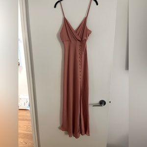 Mauve Satin Zara Dress w/button detail